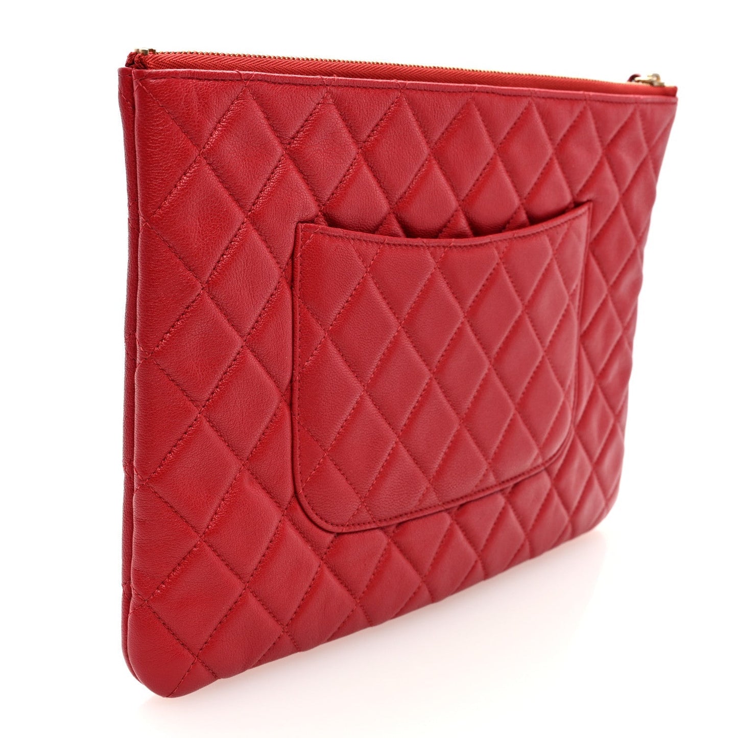 Amelia Lambskin Quilted 19 Medium Cosmetic Case Red
