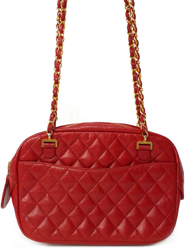 Chanel Matelasse Chain Shoulder Bag Red