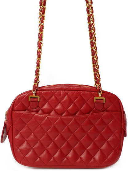 Chanel Matelasse Chain Shoulder Bag Red