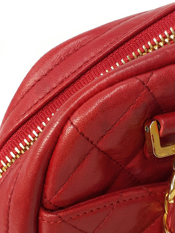 Chanel Matelasse Chain Shoulder Bag Red