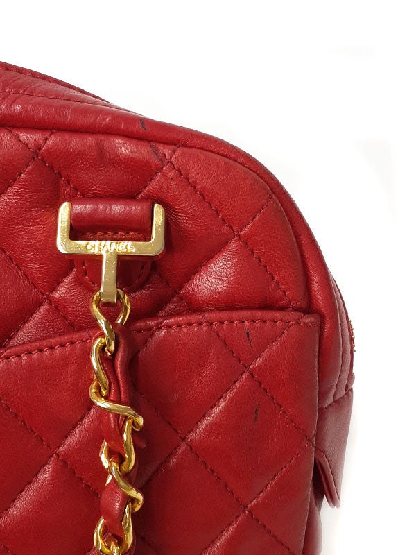 Chanel Matelasse Chain Shoulder Bag Red