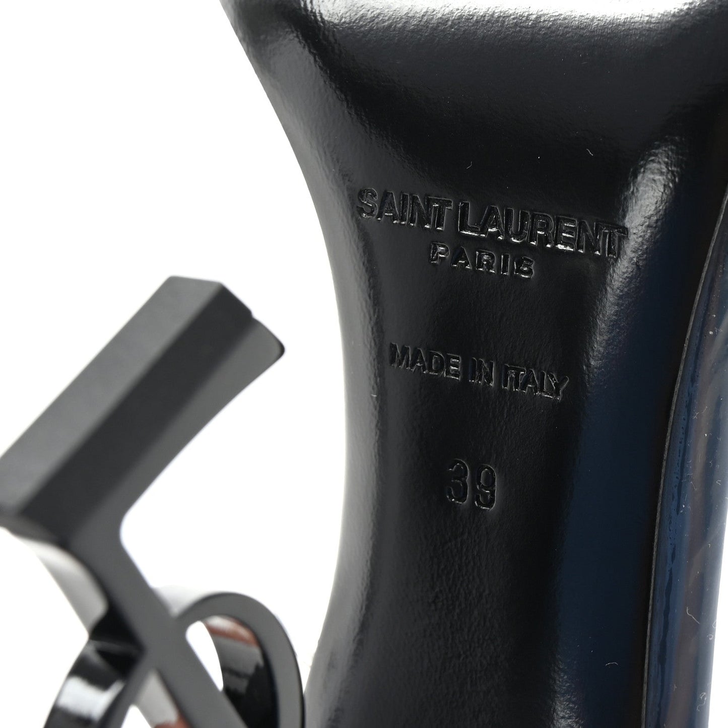 Saint Laurent Patent Calfskin PVC Opyum 110 Pump 39 Black Transparent