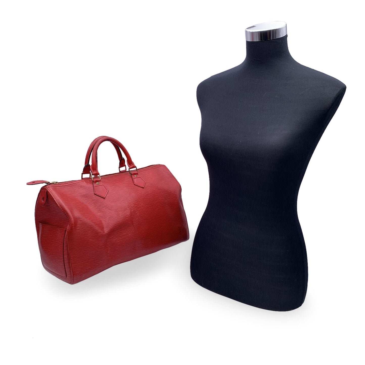 LOUIS VUITTON   Red Epi Leather Speedy 35 Boston Bag Handbag