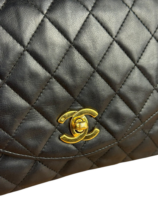 Chanel Black Quilted Half Moon Flap Bag 1990