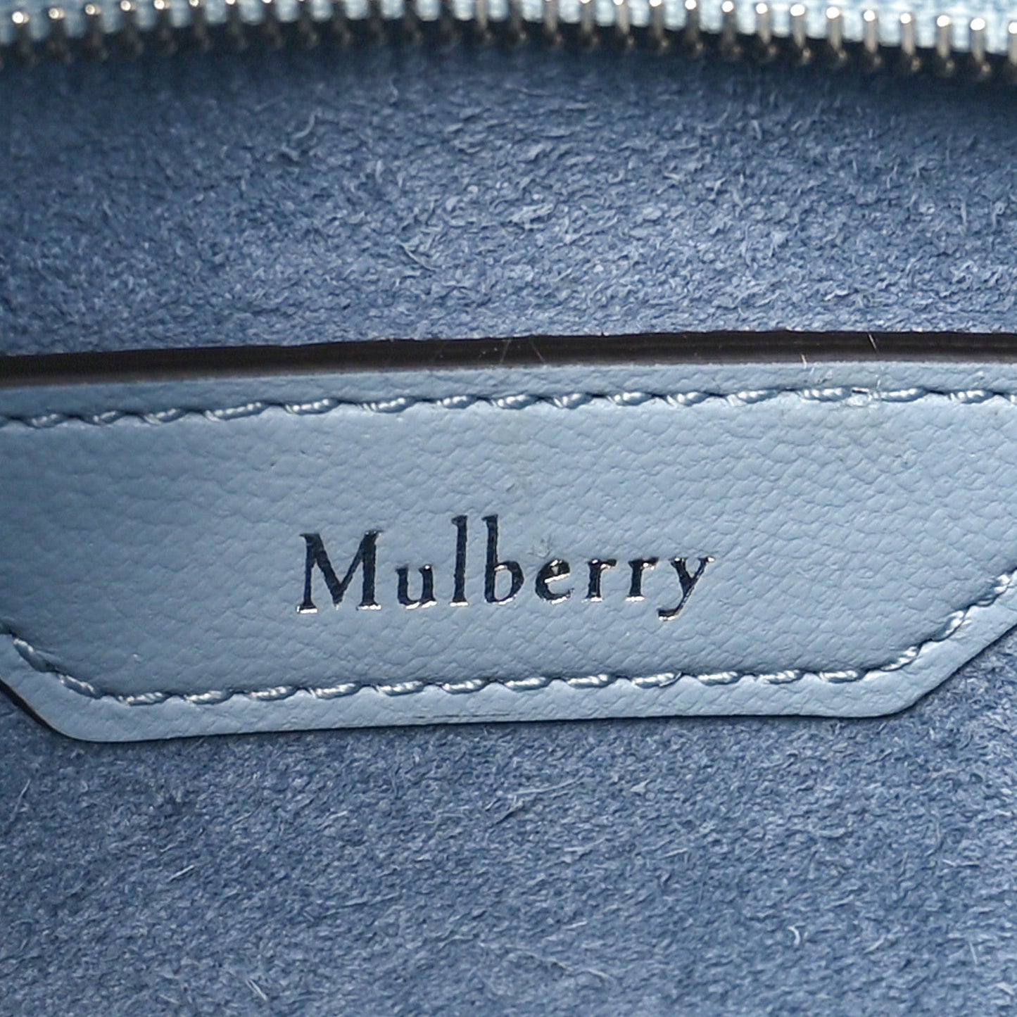 Mulberry Micro Classic Grain Mini Zipped Bayswater Poplin Blue
