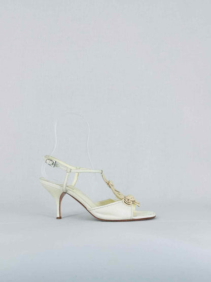 PRADA Ankle Strap Beige Size EU 37.5 Heeled Sandals