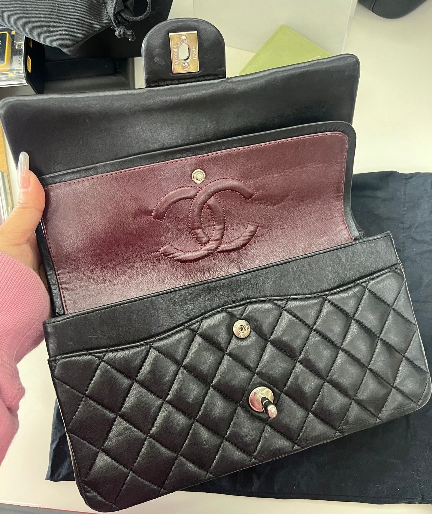 Chanel Classic Flap Black lambskin leather Silver hardware