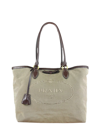 Prada   Jacquard Logo Tote Brown