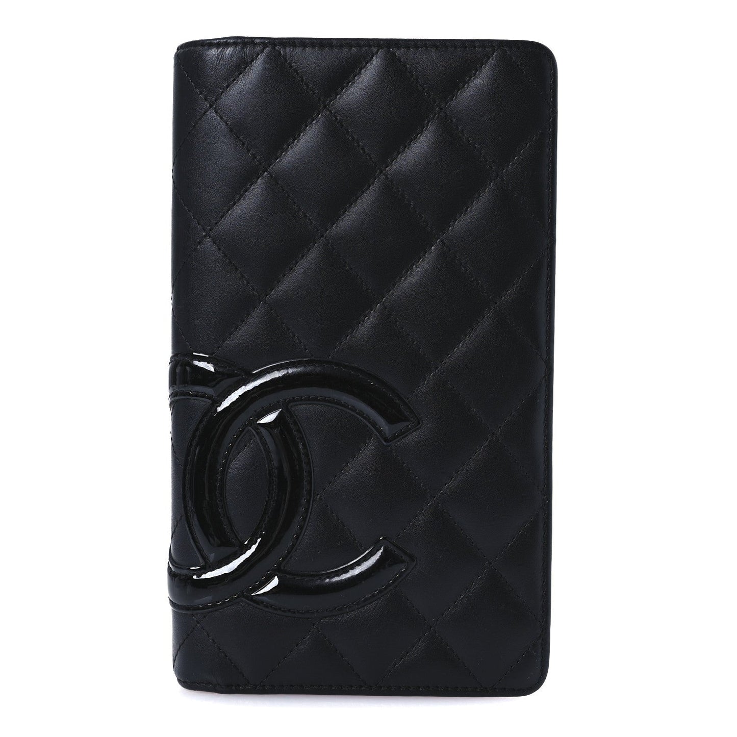 Amelia Calfskin Quilted Cambon Yen Wallet Black