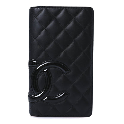 Amelia Calfskin Quilted Cambon Yen Wallet Black