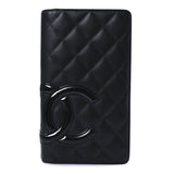 Amelia Calfskin Quilted Cambon Yen Wallet Black