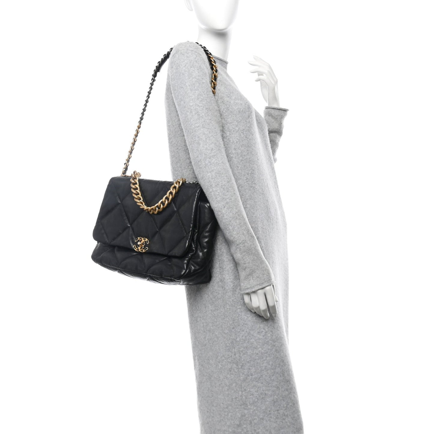 Amelia Lambskin Quilted Maxi 19 Flap Black