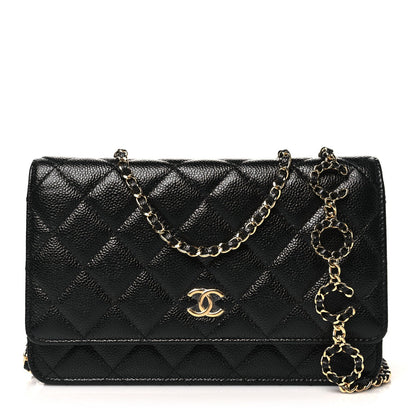 Amelia Caviar Quilted Miss Coco Wallet On Chain WOC Black