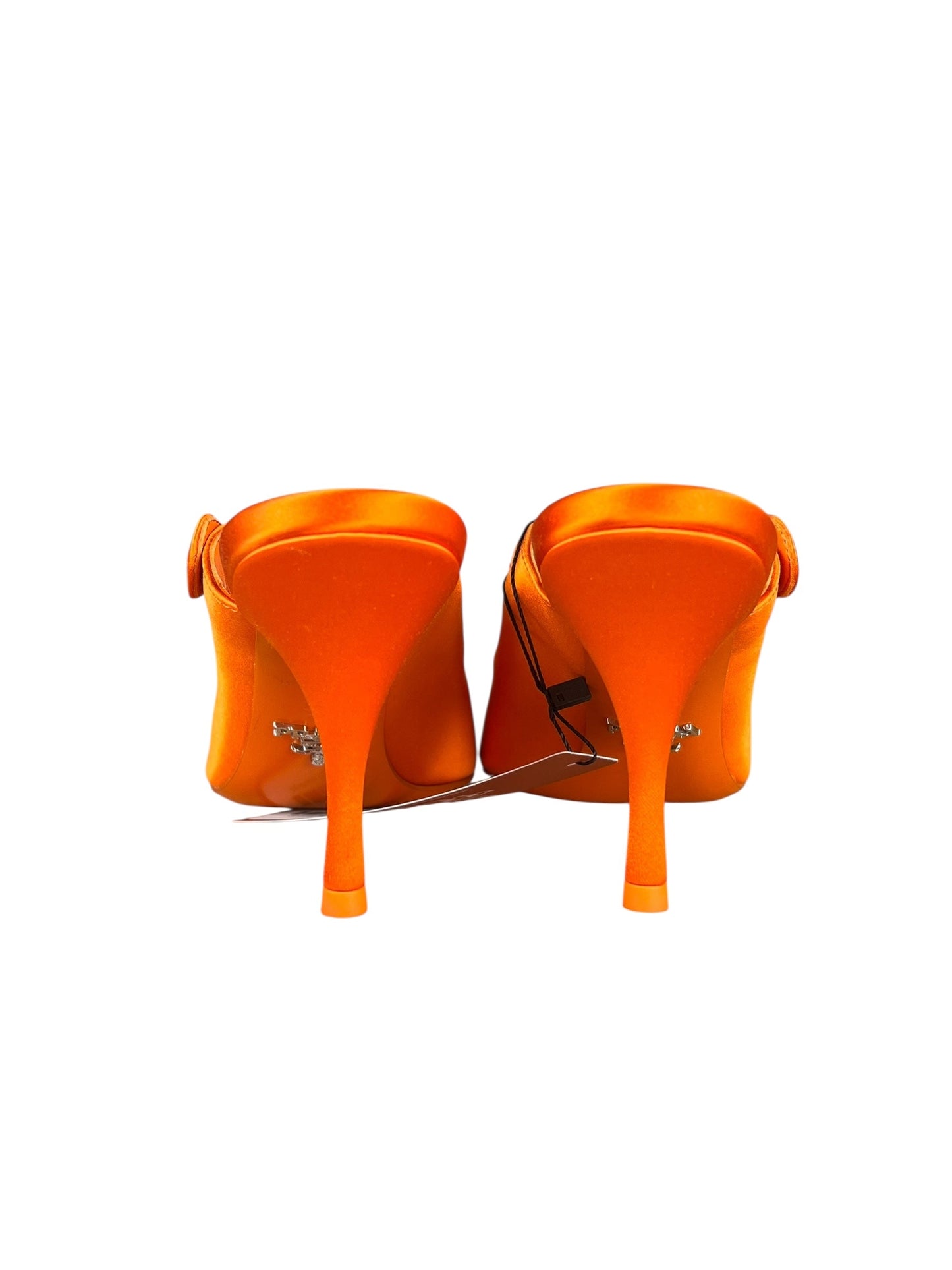 Prada Orange Satin Heel Mules