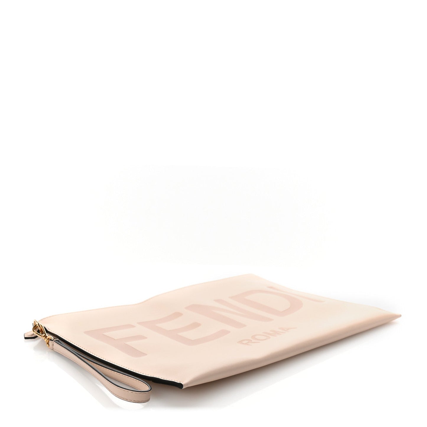 Amelia Vitello King Logo Embossed Large Flat Pouch Poudre