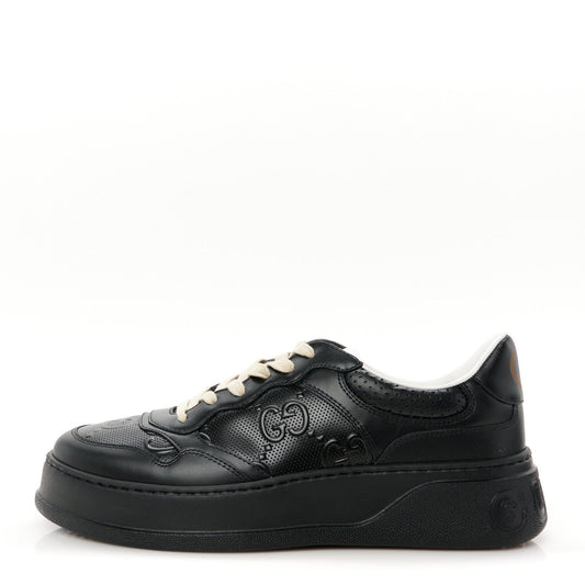 Amelia Calfskin GG Tennis Embossed Perforated Mens Interlocking G 55mm Sneakers 8.5 Black