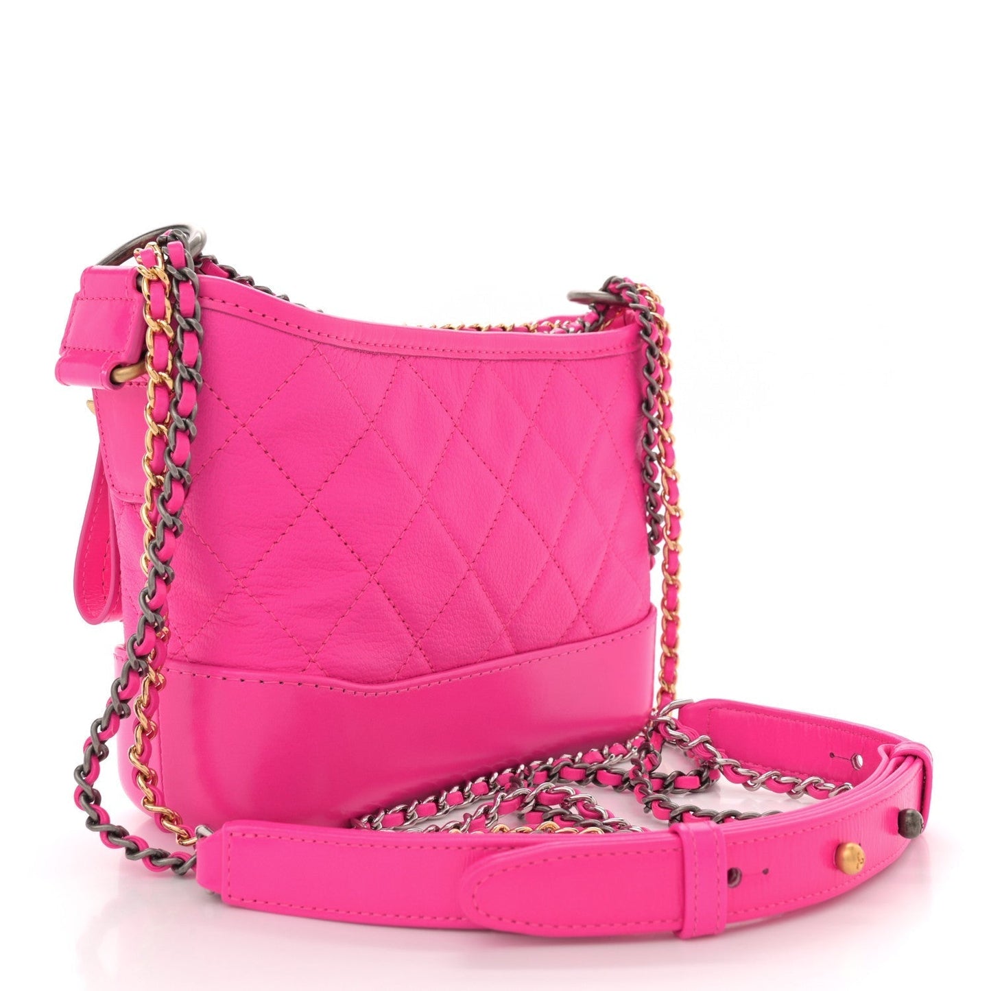 Amelia Goatskin Quilted Small Gabrielle Hobo Pink