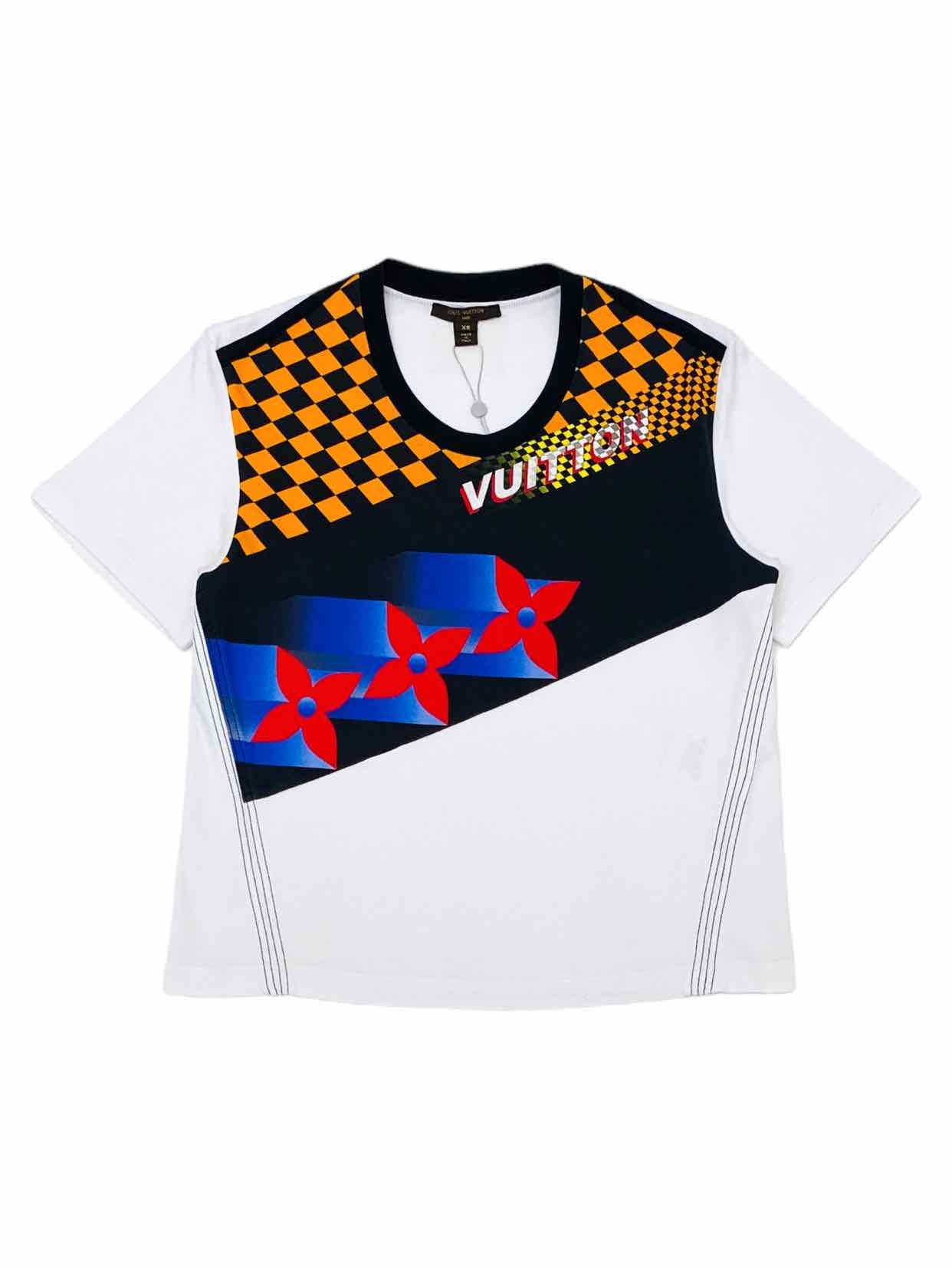 LOUIS VUITTON White, Black & Orange Size XSmall T-shirt