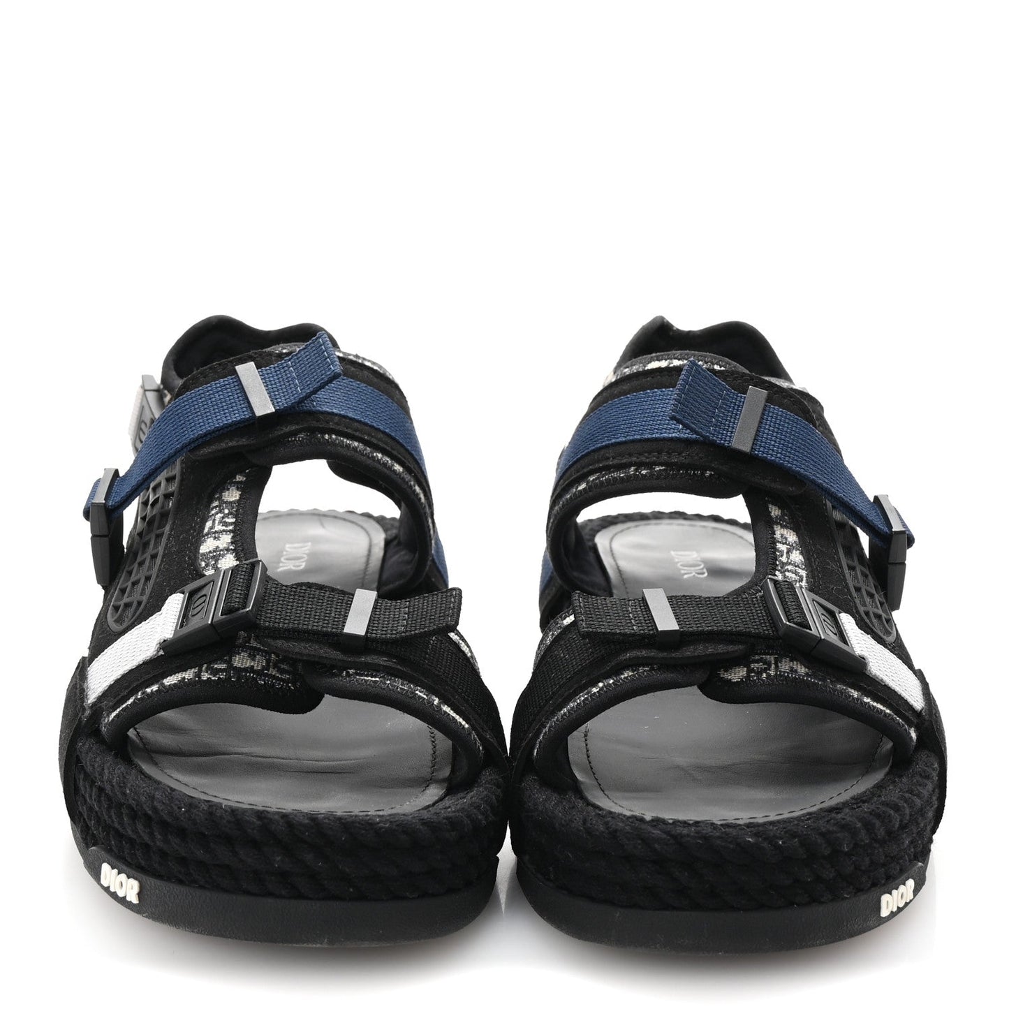Christian Dior Technical Fabric Oblique Mens Atlas Sandals 44 Black Blue