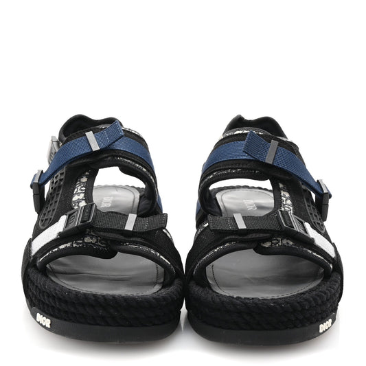 Christian Dior Technical Fabric Oblique Mens Atlas Sandals 44 Black Blue