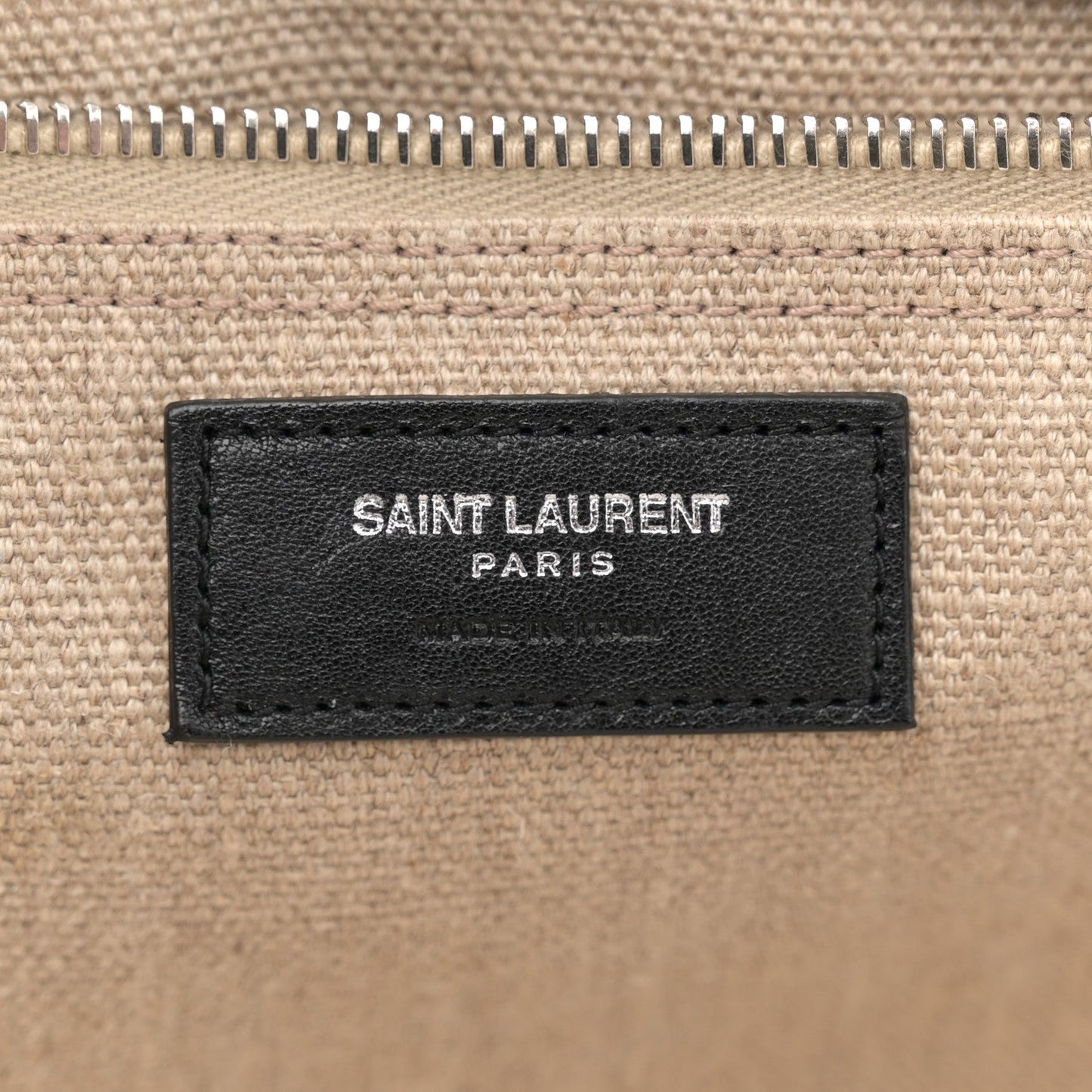 Saint Laurent Linen Calfskin Small Rive Gauche Tote Greggio Natural