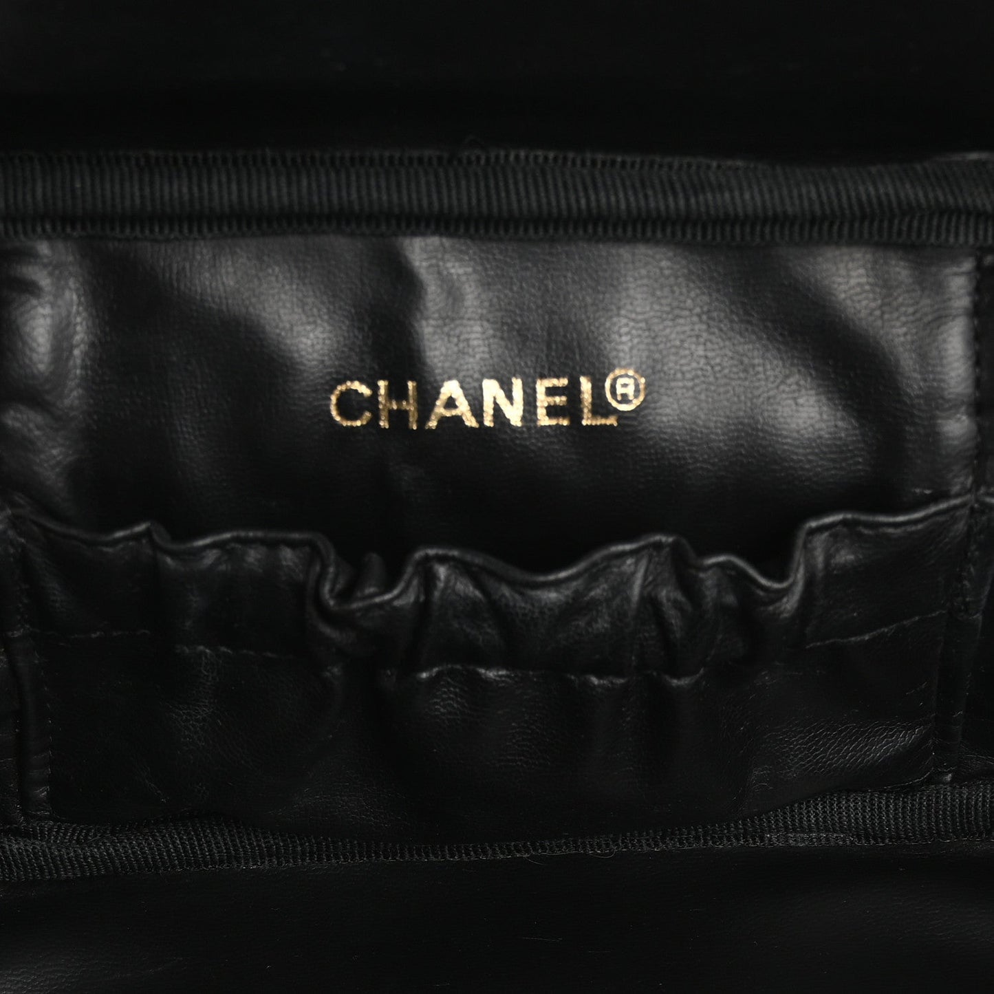 Amelia Lambskin Vanity Cosmetic Case Black