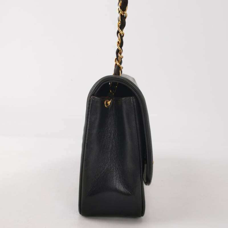 Chanel Diana CC Flap Bag 1994   Black Lambskin Leather with 24k Gold Hardware