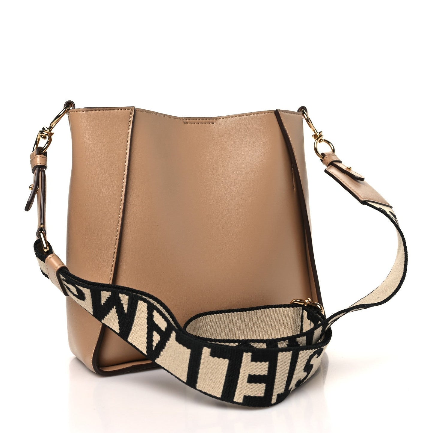 Stella McCartney Eco Alter Nappa Perforated Logo Mini Crossbody Sand