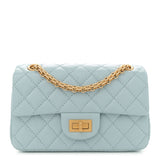 Amelia Aged Calfskin Quilted 2.55 Reissue Mini Flap Light Blue