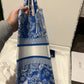 Dior Book Tote Medium Dioriviera Toile De Jouy Fluorescent Blue