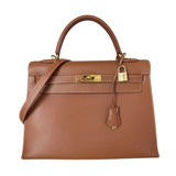 Hermes Kelly 32 Sellier Gold Epsom Leather Gold HW Double Ring 2002