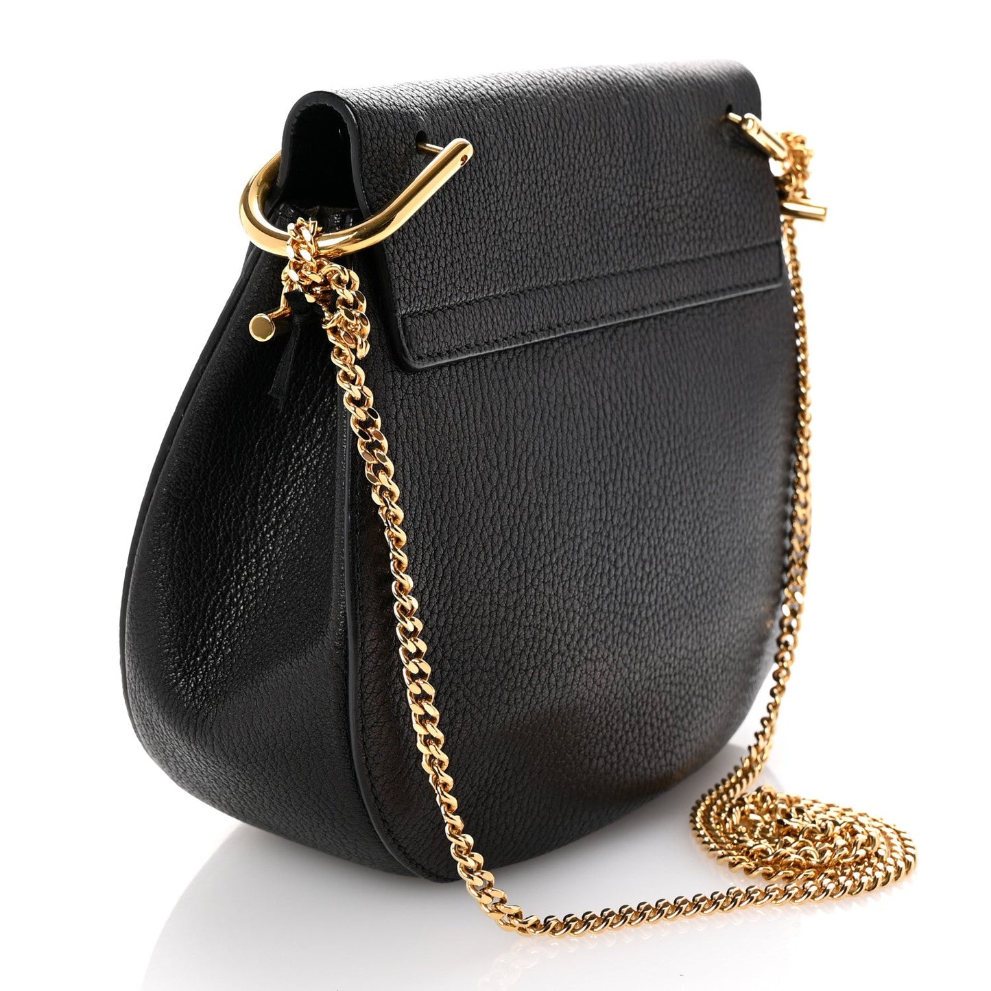 Amelia Grained Lambskin Drew Shoulder Bag Black