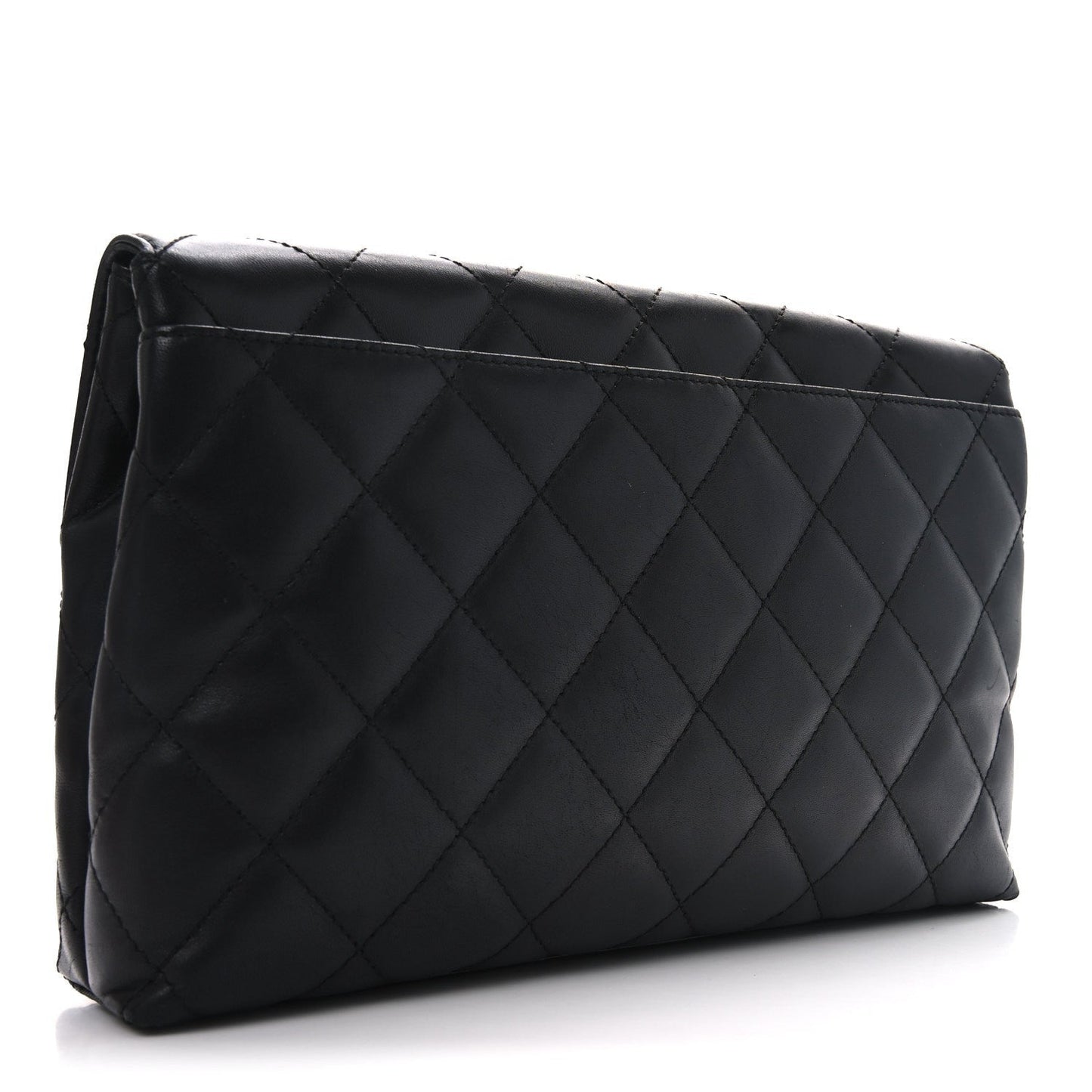 Amelia Lambskin Quilted Clutch Black