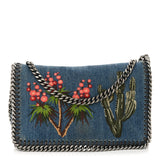 Stella McCartney Eco Denim Embroidered Falabella Crossbody Cerulean