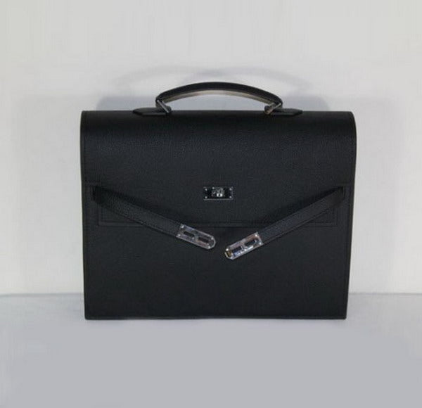 Luxury Hermes Briefcases H269 Briefcase Cow Leather Black Bag