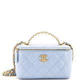 CHANEL Pick Me Up Logo Handle Vanity Case with Chain Quilted Caviar Small