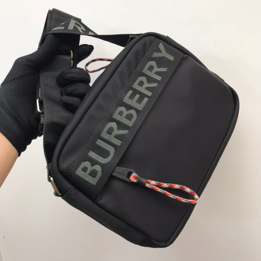 B-Berry - BB  Logo Detail Nylon Crossbody Bag Black For Men, Bags 8.7in/22cm