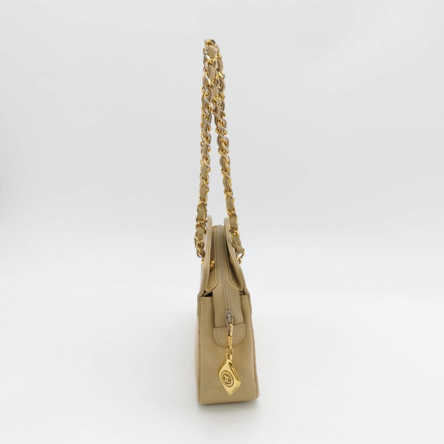 Chanel Off White Small Leather Shoulder Bag with Metalasse Chain