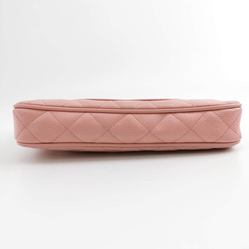 Chanel Clutch Shoulder Bag Pink Caviar Leather Gold Hardware