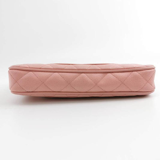 Chanel Clutch Shoulder Bag Pink Caviar Leather Gold Hardware