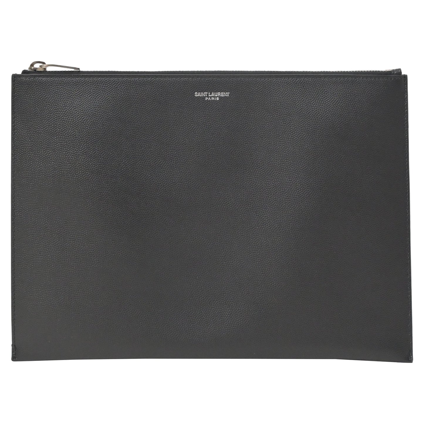Saint Laurent Letters Large Zip Clutch in Black Leather