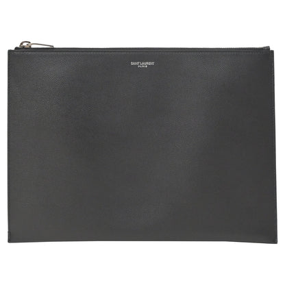 Saint Laurent Letters Large Zip Clutch in Black Leather