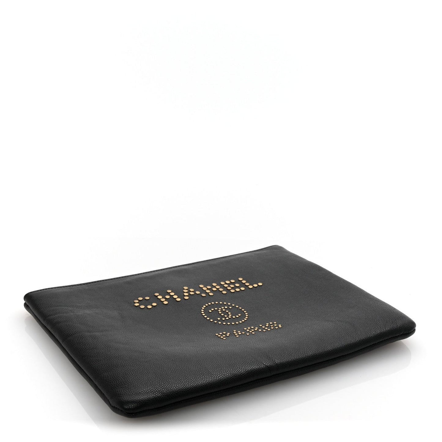 Amelia Caviar Studded Medium Deauville Pouch Black