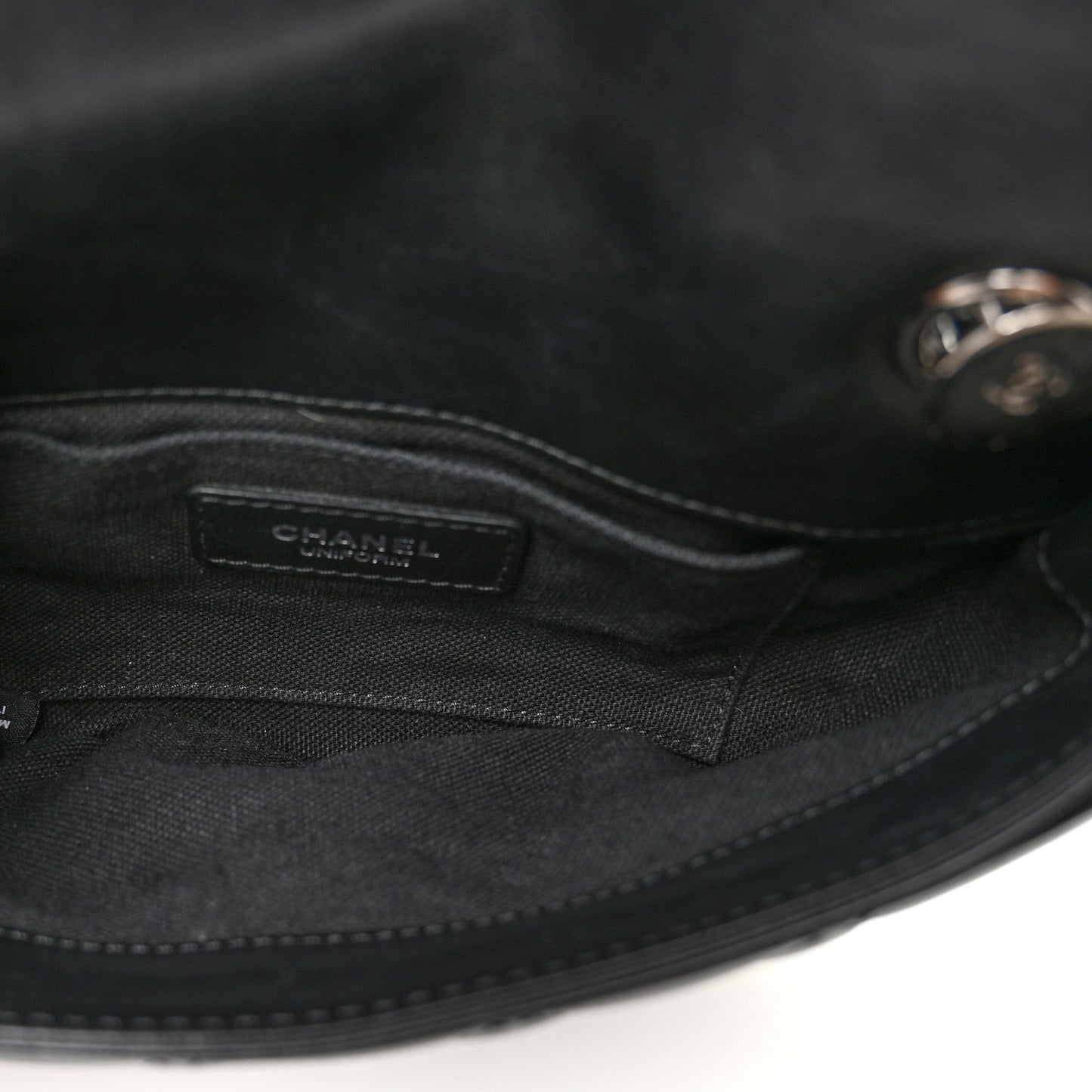 Amelia Calfskin Quilted CC Uniform Flap Belt Bag Black