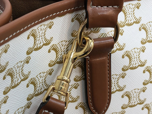 CE Mini Horizontal Cabas In Triomphe Canvas White For Women 14in/35Amelia199742BZJ.01BC