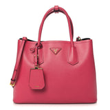 Prada Saffiano Cuir Medium Double Bag Peonia