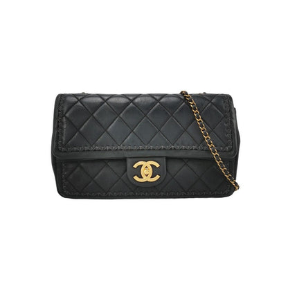 Chanel Classic Flap Medium Happy Stitch Black Aged Calfskin Leather Gold Hardware, 2015-2016
