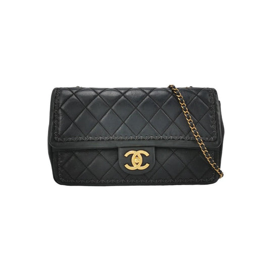 Chanel Classic Flap Medium Happy Stitch Black Aged Calfskin Leather Gold Hardware, 2015-2016