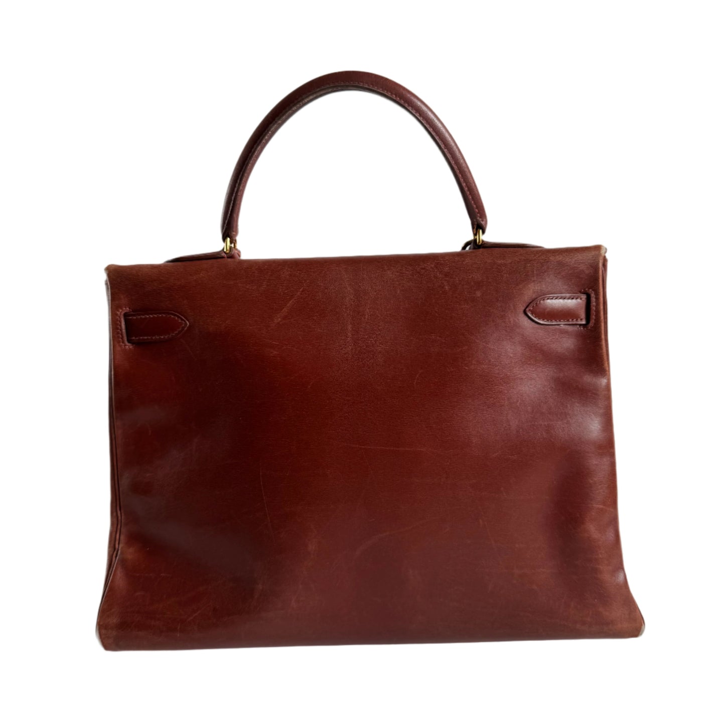 Hermes Kelly 35   Brown Box Calfskin Leather Gold Hardware 1995 With Strap Lock Key n Clochette