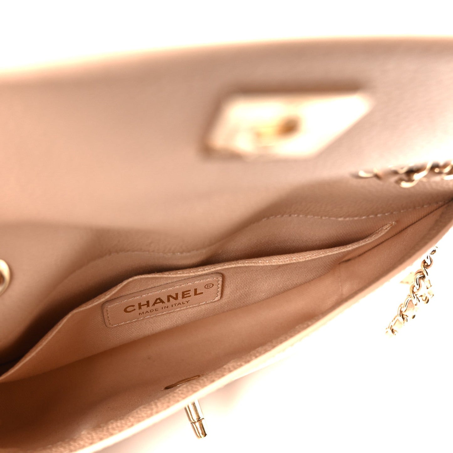 Amelia Caviar Mini Chain Flap Bag Beige